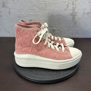 Converse Womens 7.5 Chuck Taylor All Star Move Pink Floral Crochet Lace Platform